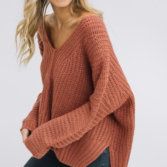 NWT Terracotta V-Neck Sweater - Picture 5 of 8